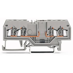 Moduleklem; 4-draads; met diode 1N4007; Anode links; voor draagrail 35 x 15 en 35 x 7,5; 1,5 mm²; CAGE CLAMP®; 1,50 mm²; grijs