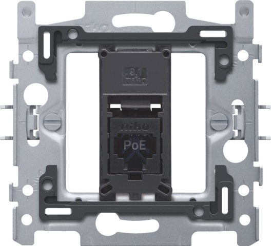 1 RJ45-aansluiting UTP cat. 6, vlakke uitvoering, incl. inbouwraam 60 x 71 mm met klauwbevestiging