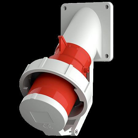 Toestelcontactstop inbouw 16A 5P 6H 400V rood IP44, met klapdeksel