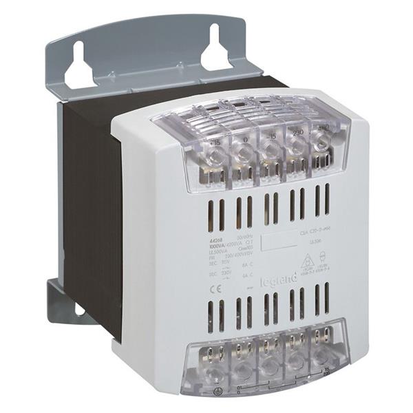 Besturings- en scheidingstransformator - enkelfasig - primair 230/400 V - secundair 115/230 V - vermogen 1000 VA - geleverd met twee koppelingsstrips