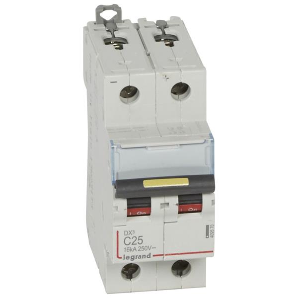 Automaat DX³ - 10/16kA - DC - 25A - 2 beschermde polen - 2 modules