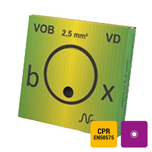 VOB H07V-U draad PVC massief Nexans Box 750V Eca 70°C geel/groen 2,5mm²