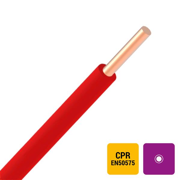 VOB H07V-U draad PVC massief 750V Eca 70°C rood 6mm²