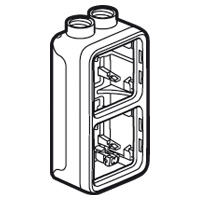 Plexo opbouwdoos met wartelingang M 20 voor 2 verticale mechanisme - grijs - IP 55 - IK 07 - 2 ingangen (2 boven)