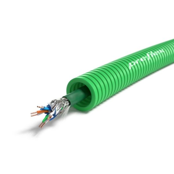 Preflex safe voorbedrade buis 16mm LS0H groen + data S/FTP CAT7