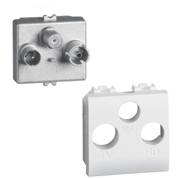 Living Light contactdoos TV/R/SAT - 2 modules - wit