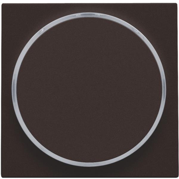 Afwerkingsset met doorschijnende ring zonder symbool voor drukknop 6 A met amberkleurige led met E10-lampvoet, dark brown