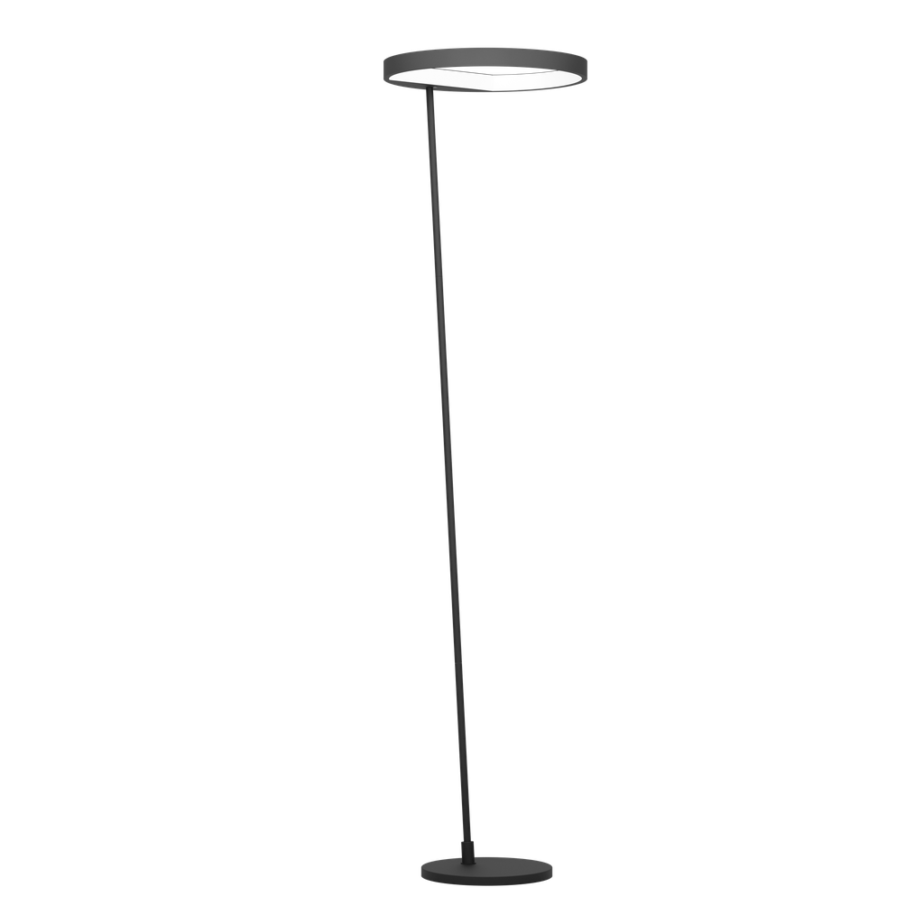 CAREDARA Staande lampen aluminium, staal zwart / Kunststof wit H: 1780 mm | Ø 450 mm, De behuizing: aluminium, staal /zwart Glas/kap: Kunststof wit  LED 23W Lumen: 2600 Kelvin: 3000K Lichtkleur: WARM WHITE Lichtbron(nen): inclusief   Ø: 280 mm