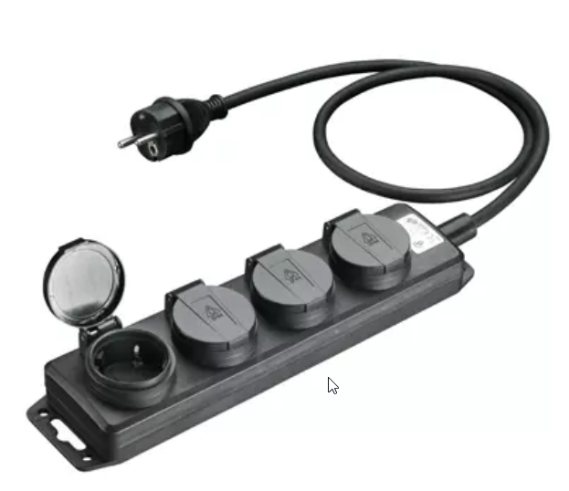 Professionele 4-voudige stekkerblok - 4 stopcontacten -  H07RN-F 3G2.5 - 6M , 16A, 250V, IP44