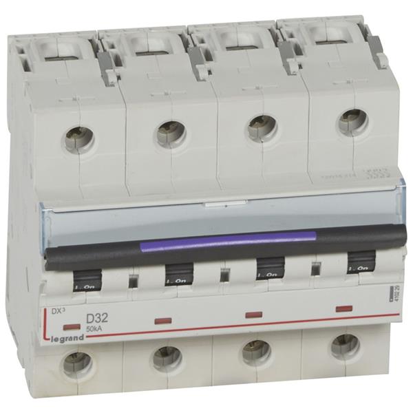 Automaat DX³ - 50kA - curve D - 4-polig - 400V - 32A - 6 modules