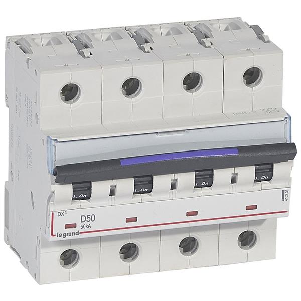 Automaat DX³ - 50kA - curve D - 4-polig - 400V - 50A - 6 modules