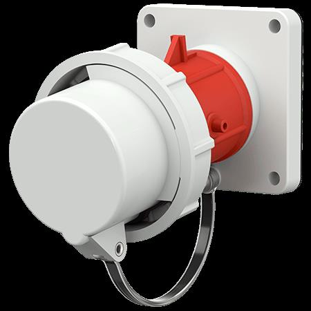 Toestelcontactstop inbouw 16A 7P 6H 400V rood IP67, met afdekkap