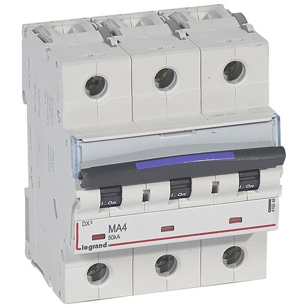 Automaat DX³ MA - 50kA - enkel magnetisch 50A - 3-polig 400V - 4A - 4,5 mod.