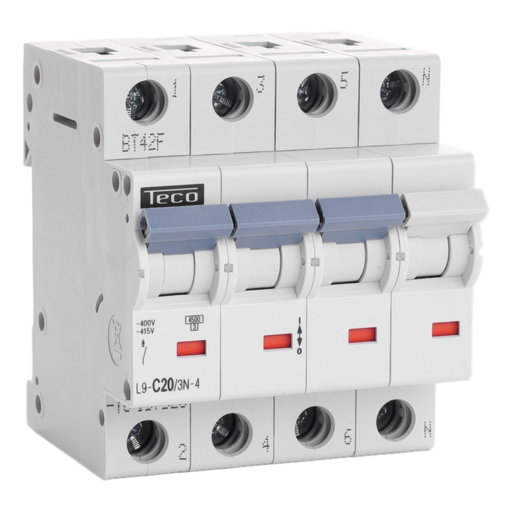 Teco L9C203N4 157523 automaat 4P (3P+1N) 20A 4,5kA Curve C (zonder verpakking)