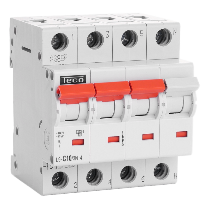 Teco L9C103N4 157520 automaat 4P (3P+1N) 10A 4,5kA Curve C (zonder verpakking)