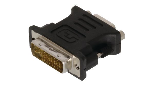 DVI-Adapter|DVI-I 24+5-Pin Male | VGA Female 15p | Vernikkeld | Recht | PVC | Zwart | Doos