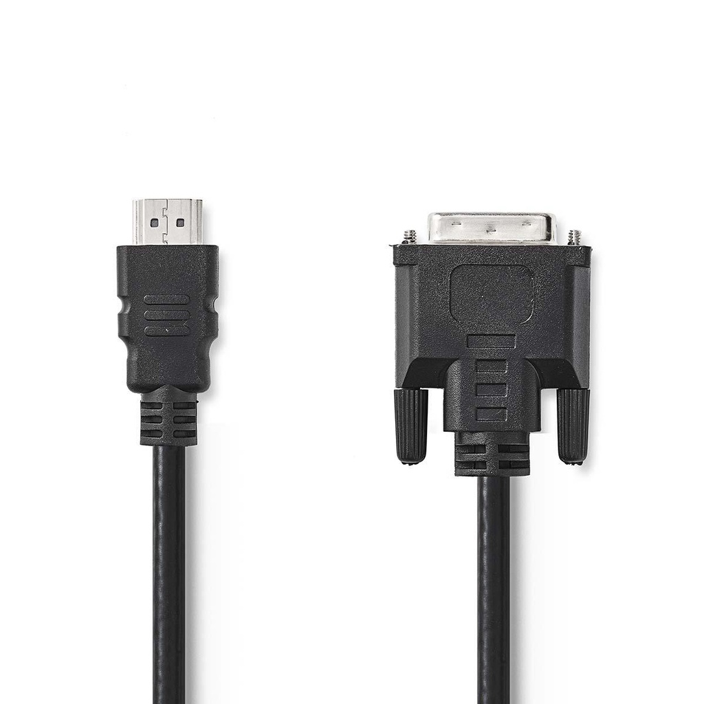 HDMI Kabel|HDMI Connector | DVI-D 24+1-Pins Male | 1080p | Vernikkeld | 3.00 m | Recht | PVC | Zwart | Label