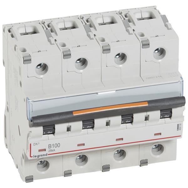 Automaat DX³ - 25kA - curve B - 4-polig - 400V - 100A - 6 modules