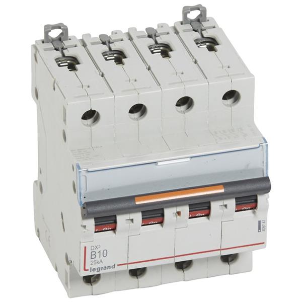 Automaat DX³ - 25kA - curve B - 4-polig - 400V - 10A - 4 modules