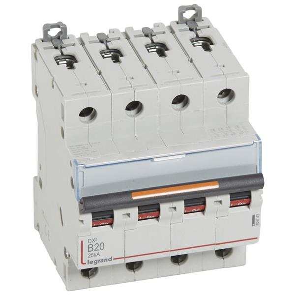 Automaat DX³ - 25kA - curve B - 4-polig - 400V - 20A - 4 modules