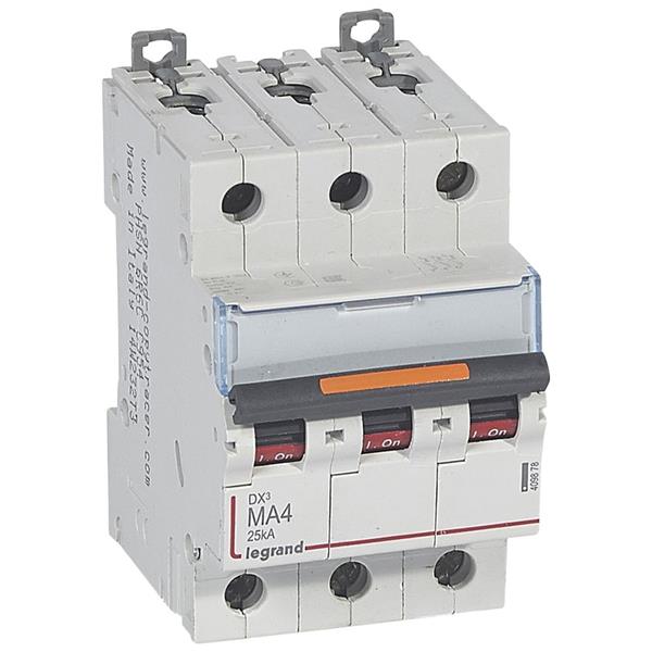 Automaat DX³ MA- 25kA - enkel magnetisch 50A - 3-polig 400V - 4A - 3 modules