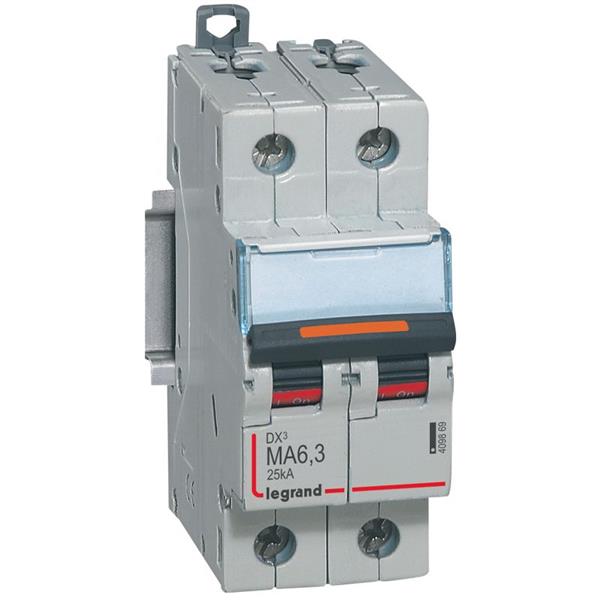 Automaat DX³ MA- 25kA - enkel magnetisch 80A - 2-polig 230/400V - 6,3A - 2 mod.