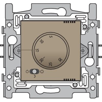 Thermostaat elektronisch met 3 standenschakelaar, verwarming of airco, brons