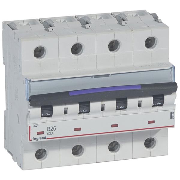 Automaat DX³ - 50kA - curve B - 4-polig - 400V - 25A - 6 modules