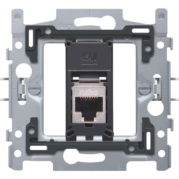 1 RJ45-aansluiting STP cat. 6A, vlakke uitvoering, incl. inbouwraam 60 x 71 mm met klauwbevestiging