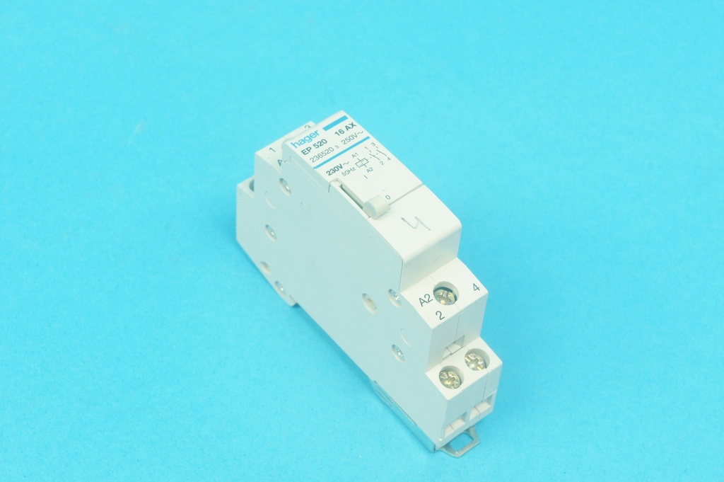 Hager EP520 236520 3 modular impulse relay/teleruptor/remote switch 230 VAC 50 Hz coil and 2 NO 16A 250 VAC contacts