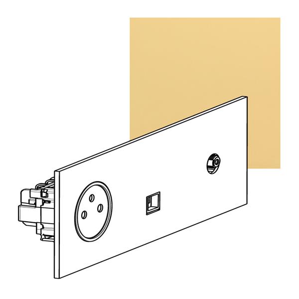 ART contactdoos 2P+A +TV +RJ45 FTP épure Gespiegeld goud