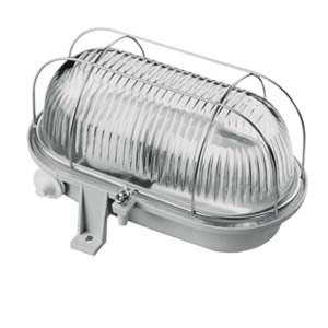 Kelderarmatuur ovaal pvc 60W E27 230V (CE) IP44 grijs