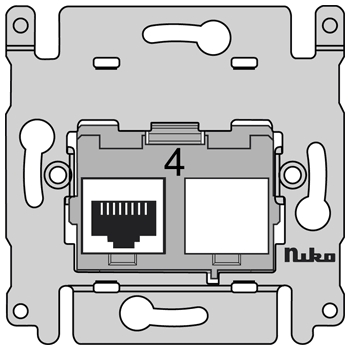 Inbouwraam 1x RJ45 UTP CAT5E, vlak, met tekstveld voor schroefbevestiging