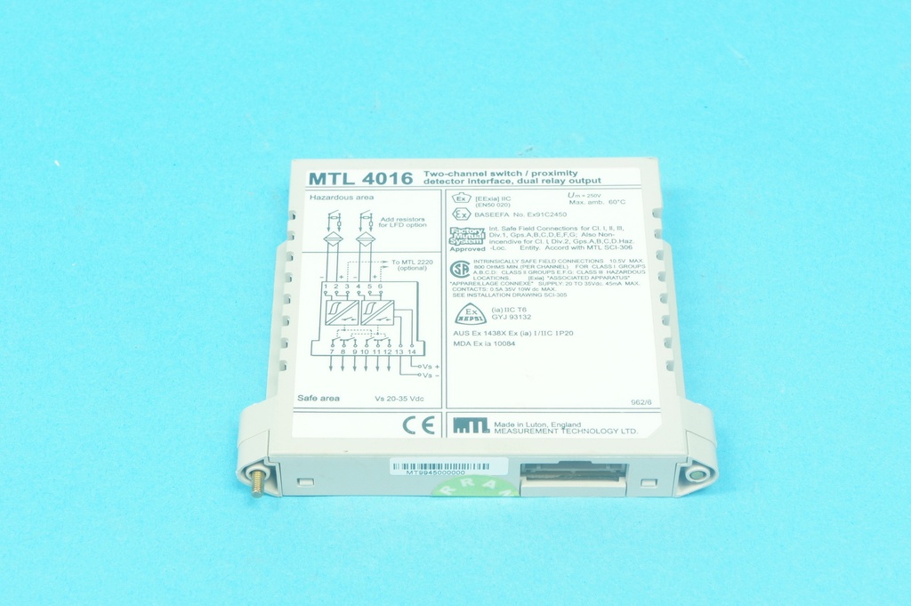 MTL Instruments MTL4016 MTL 4016 2-channel switch / proximity detector interface dual relay output