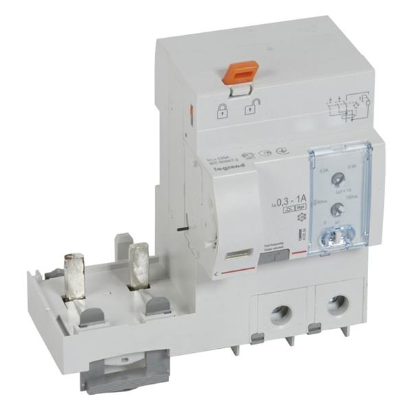 Differentieelblok DX³ 2P 125a Hpi regelbaar 300-1000mA  - 4 modules - voor automaten DX³ in 1.5 module per pool