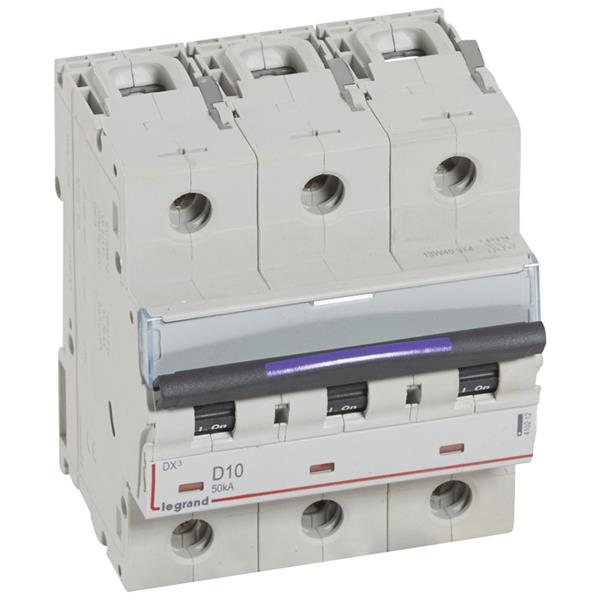 Automaat DX³ - 50kA - curve D - 3-polig - 400V - 10A - 4,5 modules