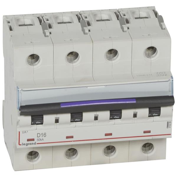 Automaat DX³ - 50kA - curve D - 4-polig - 400V - 16A - 6 modules