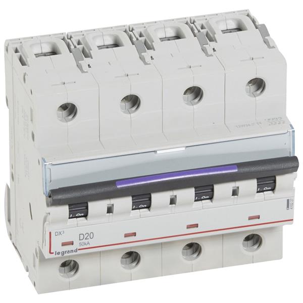 Automaat DX³ - 50kA - curve D - 4-polig - 400V - 20A - 6 modules