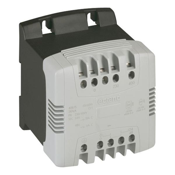 Scheidingstransformator voor uitrusting - enkelfasig open - primair 230/400 V - secundair 115/230 V - 310 VA - capaciteit klemmen 1 tot 4 mm (soepele kabel)