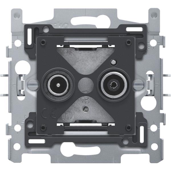 Sokkel voor 2x meervoudige coaxaansluiting voor tv en FM, klauwbevestiging