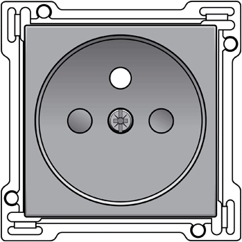 Centraalplaat enkelvoudig voor wandcontactdoos 2P+A (pen) en veiligheid, Original Silver