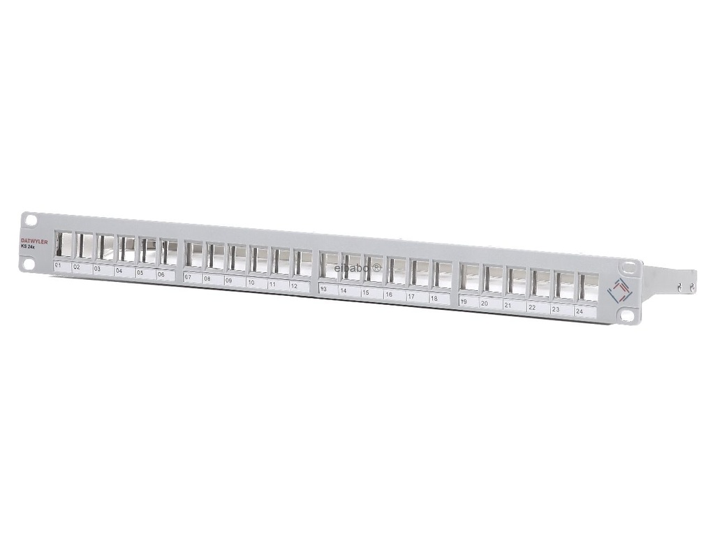 Patchpaneel KS 24x 19''/1U voor 24x RJ45 Keystone modules, lichtgrijs, afgeschermd