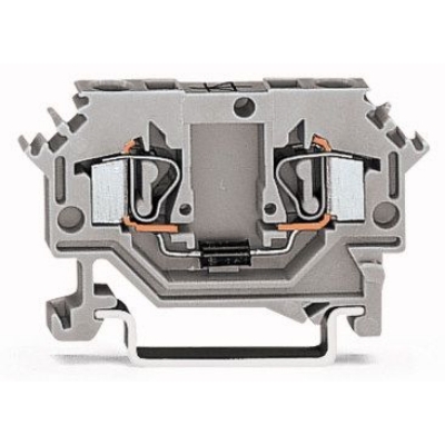 Moduleklem; 2-draads; met diode 1N5408; Anode rechts; voor draagrail 35 x 15 en 35 x 7,5; 4 mm²; CAGE CLAMP®; 4,00 mm²; grijs