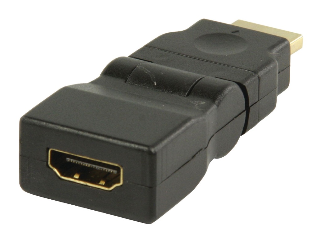 HDMI-HDMI adapter, High Speed HDMI met Ethernet Adapter Zwenkbaar HDMI-Connector - HDMI Female Zwart