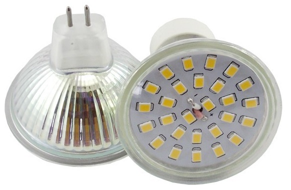 MR16 led spotlight SMD5051 24pcs 12v glass spotlight 50mm x 47mm 2800-3000 K