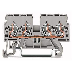 4-draads rijgklem; 2,5 mm²; Markering aan zijkant en in het midden; voor draagrail 35 x 15 en 35 x 7,5; CAGE CLAMP®; 2,50 mm²; grijs