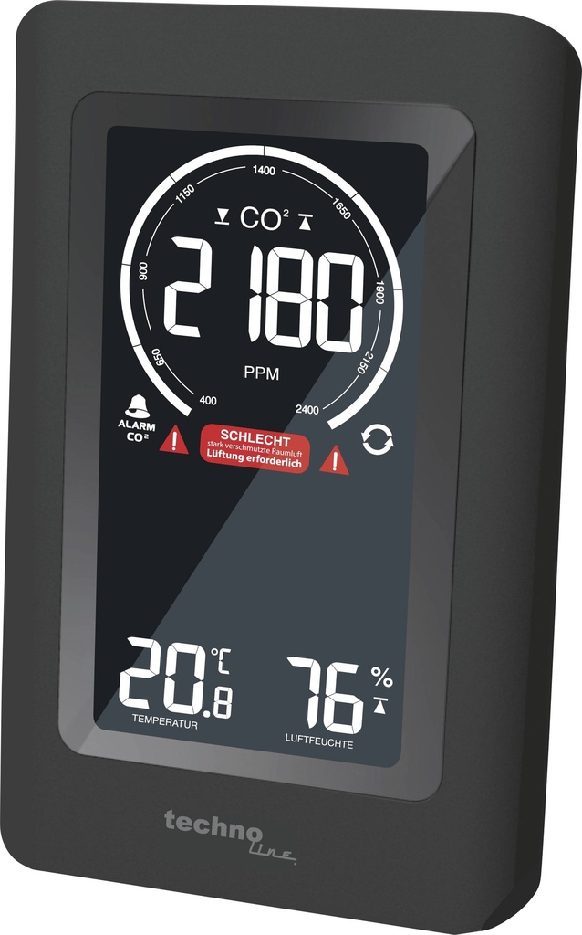 Technoline luchtkwaliteitsmonitor CO2 meter zwart