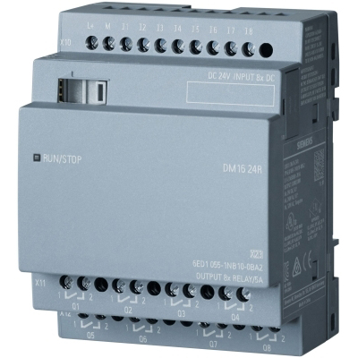 LOGO8 DM16 24R, EXPANSION MODULE LOGO!8 24VDC/24VDC/RELAY, 8DI/8DO, 4TE