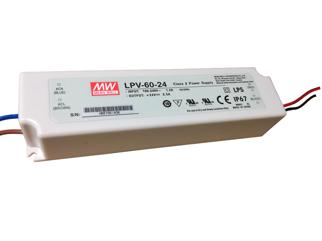 Mean Well LED voeding IP67 24VDC 60W