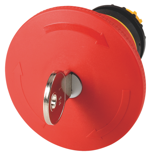 Nood-stop/Nood-uit-drukknop 45mm, otgrendelen door draaien met sleutel MS (M22-PVS45P-MS1)